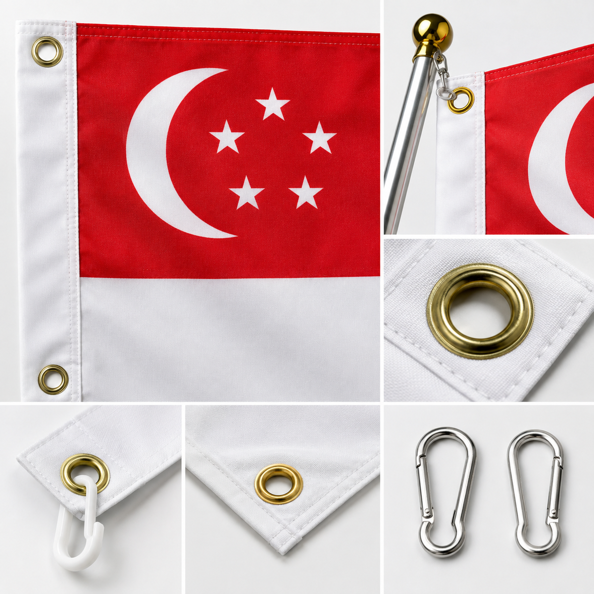 Singapore Flag 2'x3' to 5'x8' Nylon