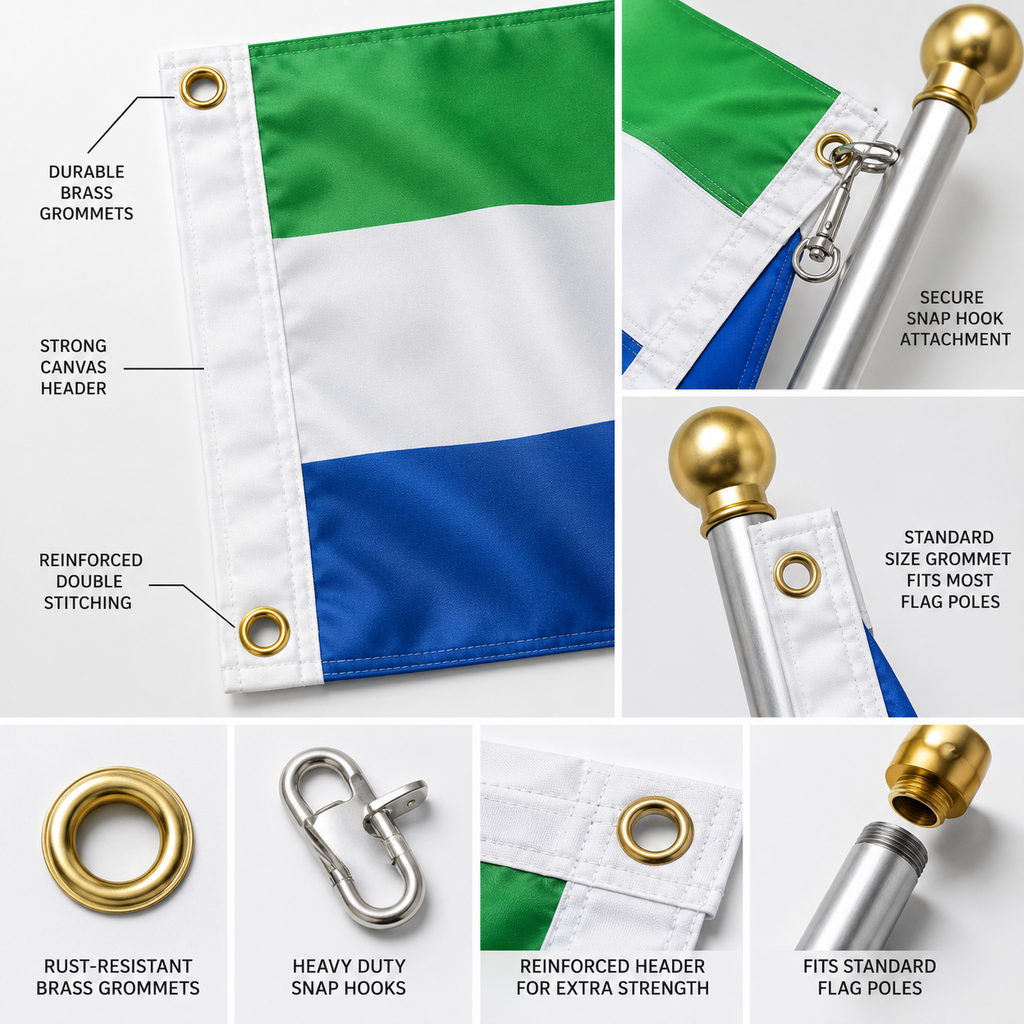 Sierra Leone Flag 2'x3' to 5'x8' Nylon