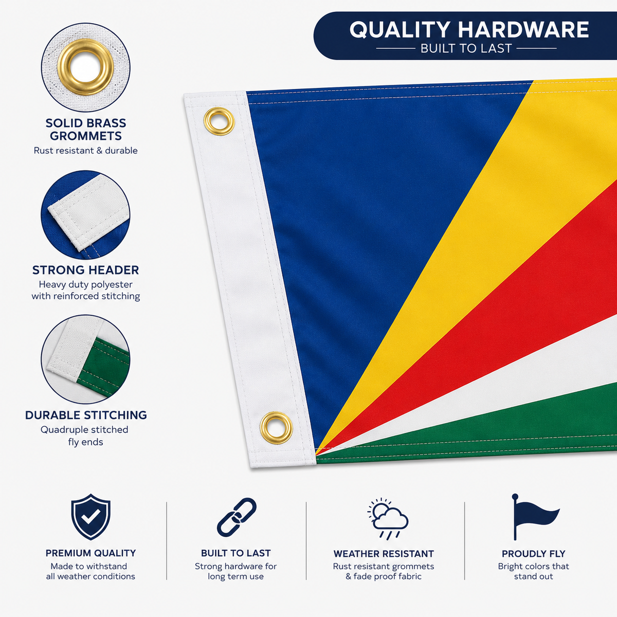 Seychelles Flag 2'x3' to 5'x8' Nylon