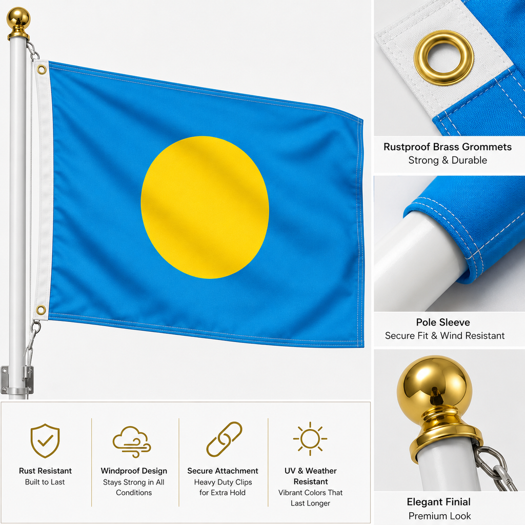 Palau Flag 2'x3' to 5'x8' Nylon