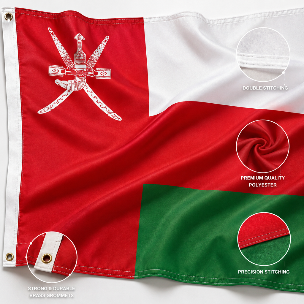 Oman Flag 2'x3' to 5'x8' Nylon