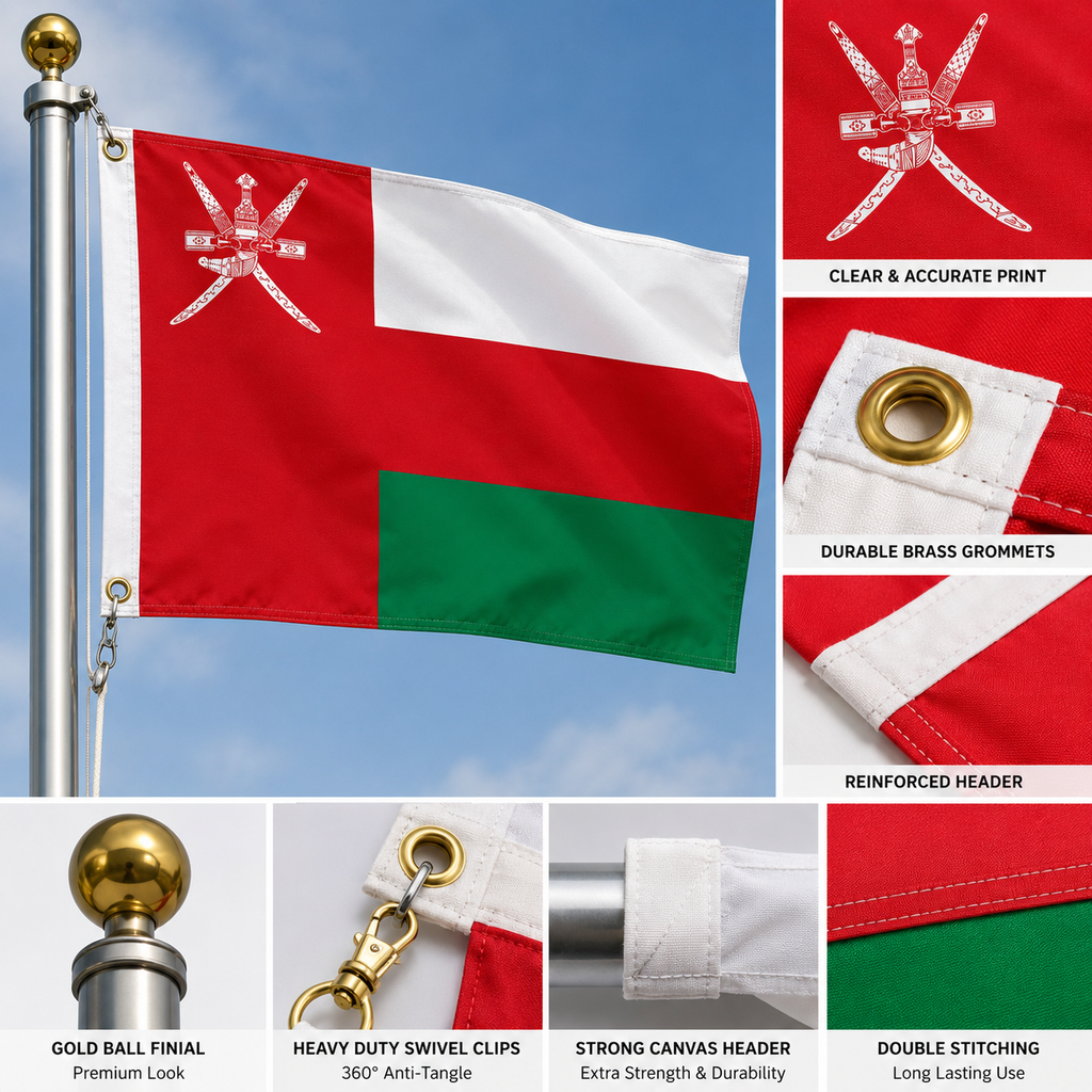 Oman Flag 2'x3' to 5'x8' Nylon