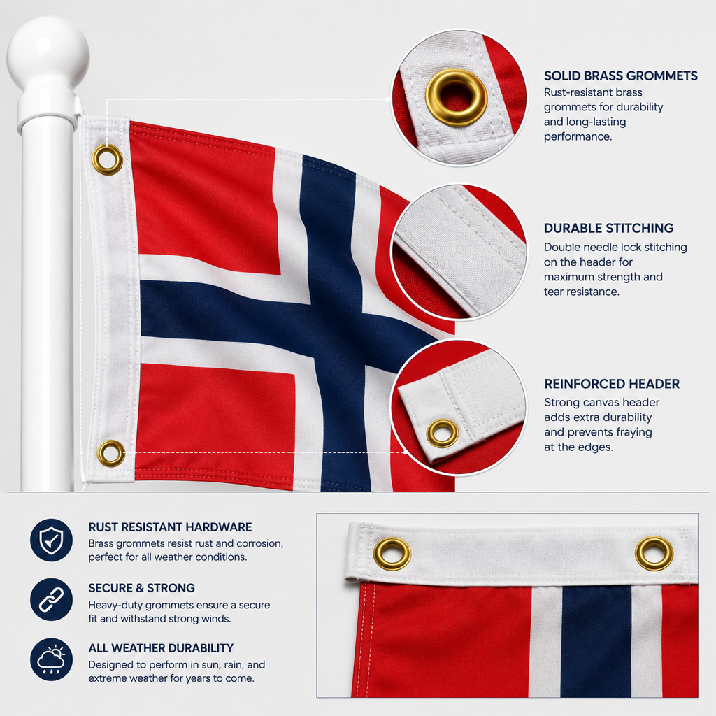 Norway Flag 2'x3' to 5'x8' Nylon