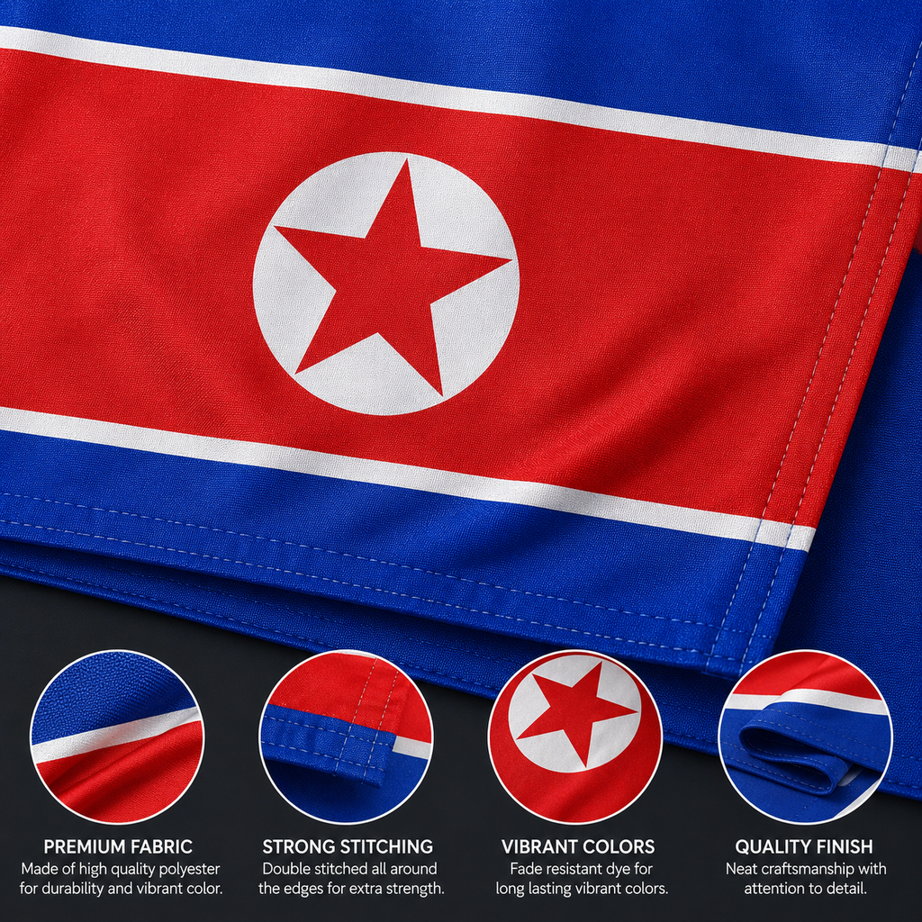 North Korea Flag 2'x3' to 5'x8' Nylon