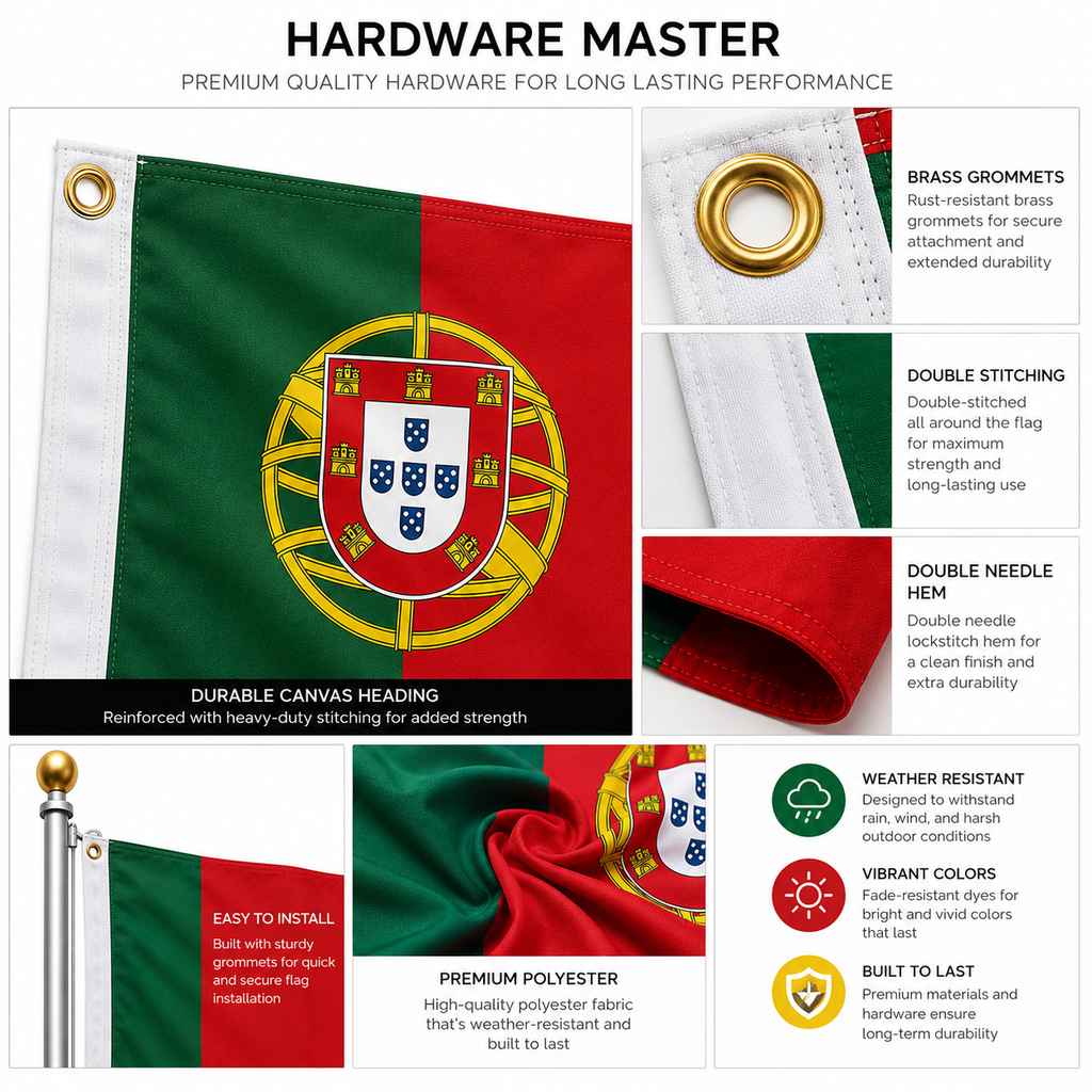 Portugal Flag 2'x3' to 5'x8' Nylon