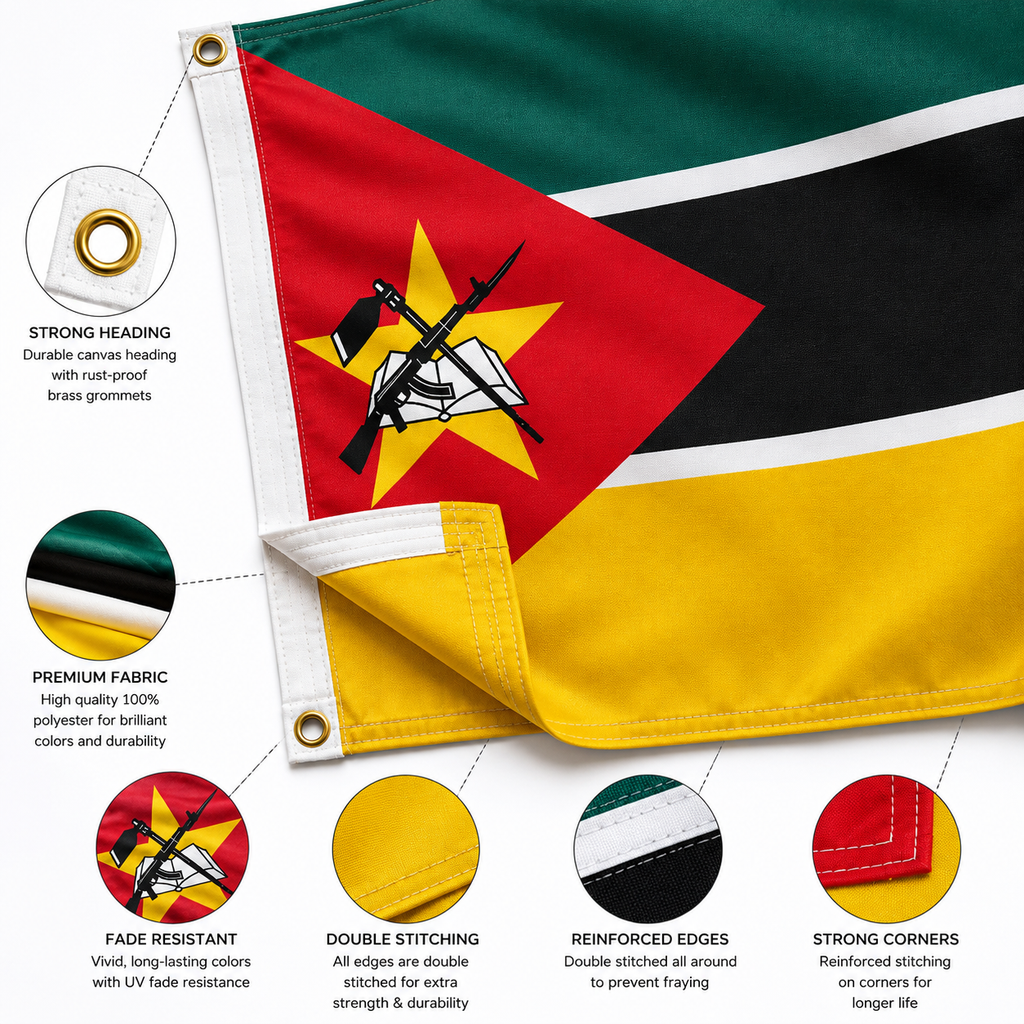 Mozambique Flag 2'x3' to 5'x8' Nylon