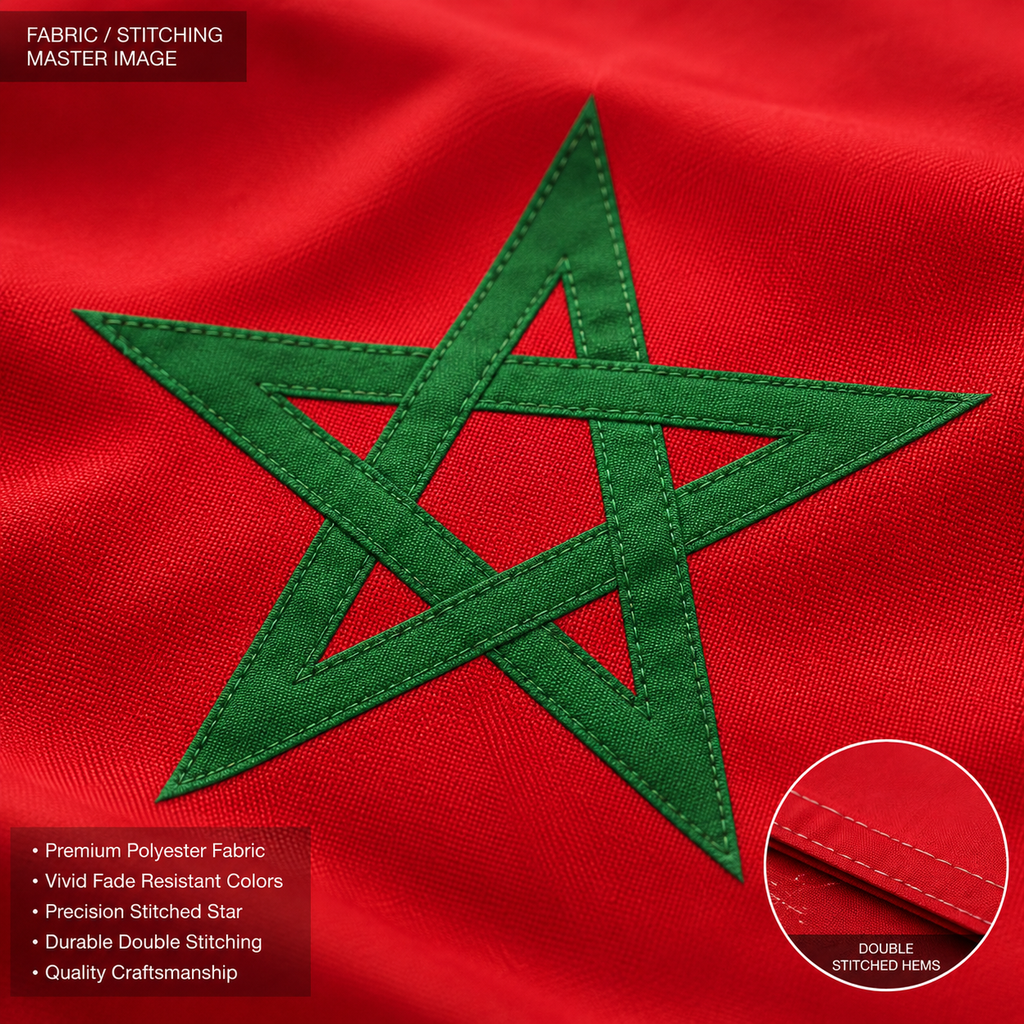 Morocco Flag 2'x3' to 5'x8' Nylon