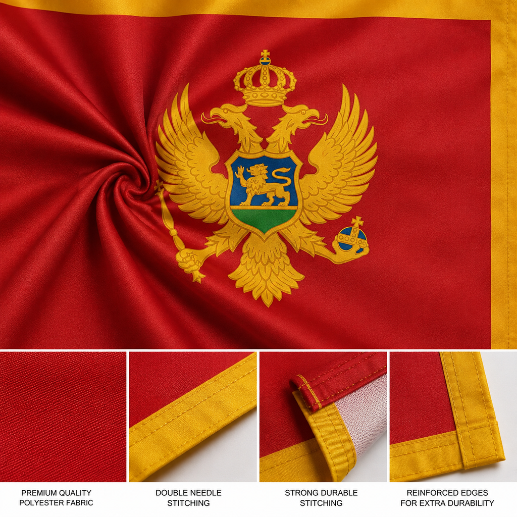 Montenegro Flag 2'x3' to 5'x8' Nylon