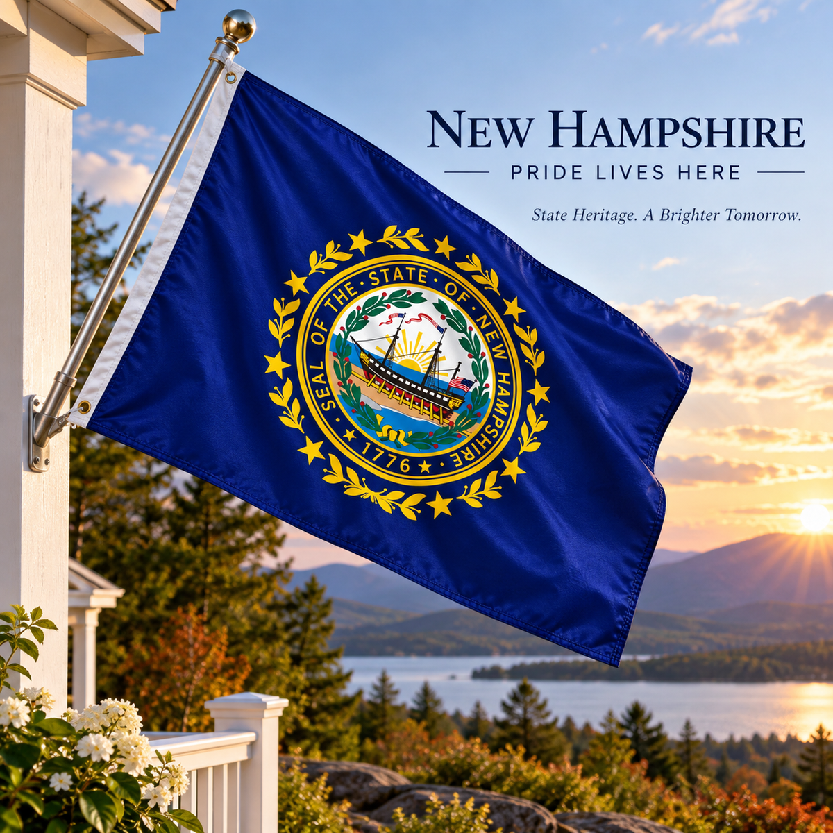 Nylon New Hampshire State Flag-3'x5' to 6x10'