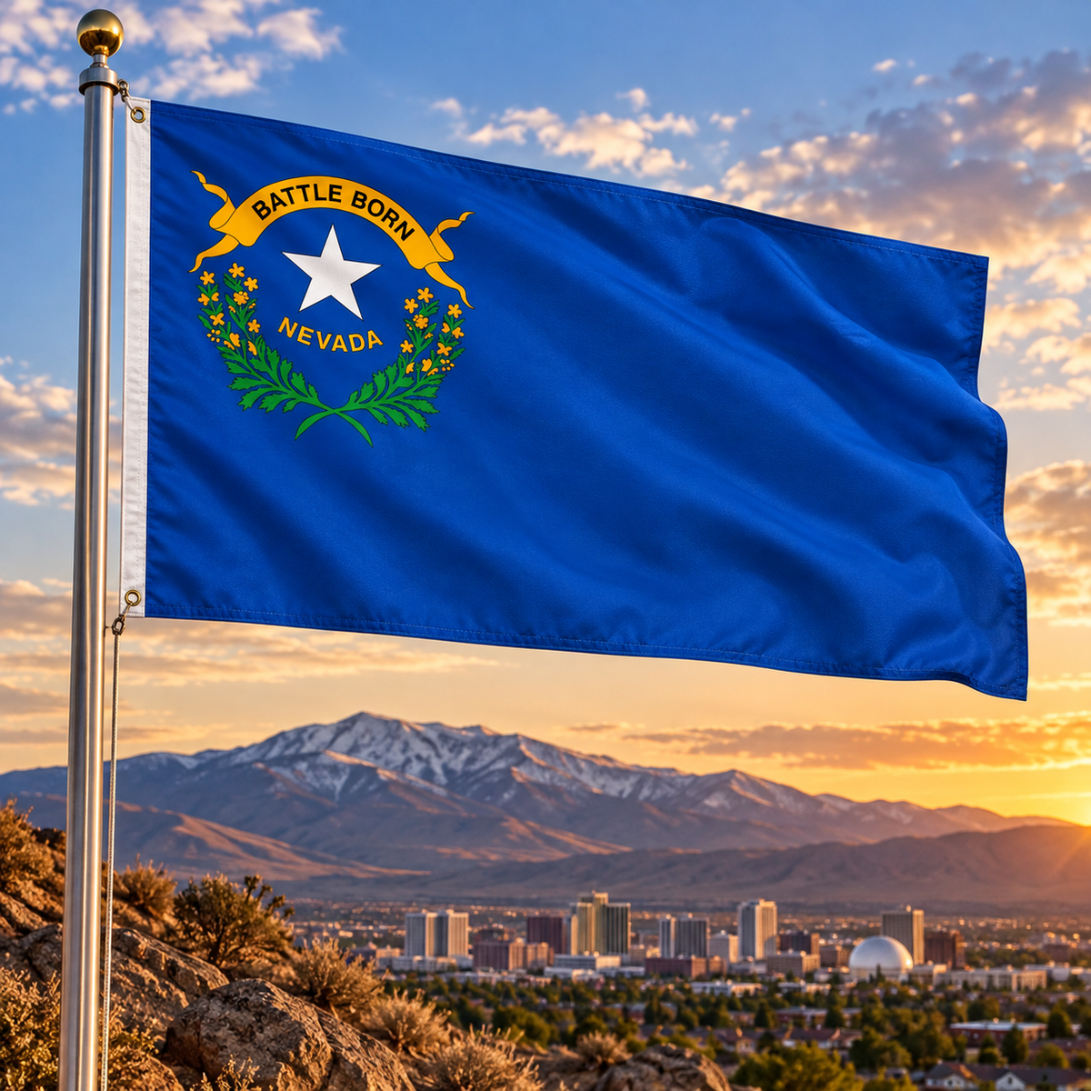 Nylon Nevada State Flag-3'x5' to 6x10'