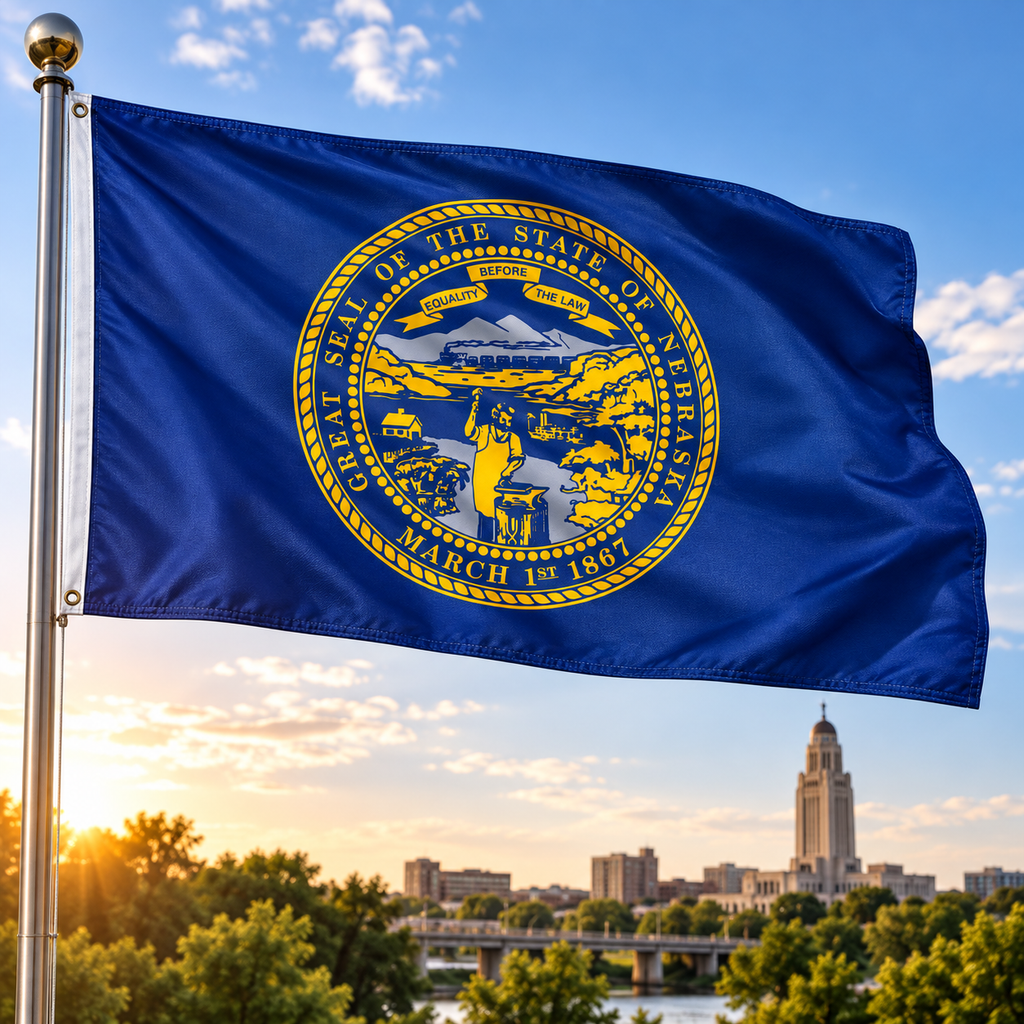 Nylon Nebraska State Flag-3'x5' to 6x10'