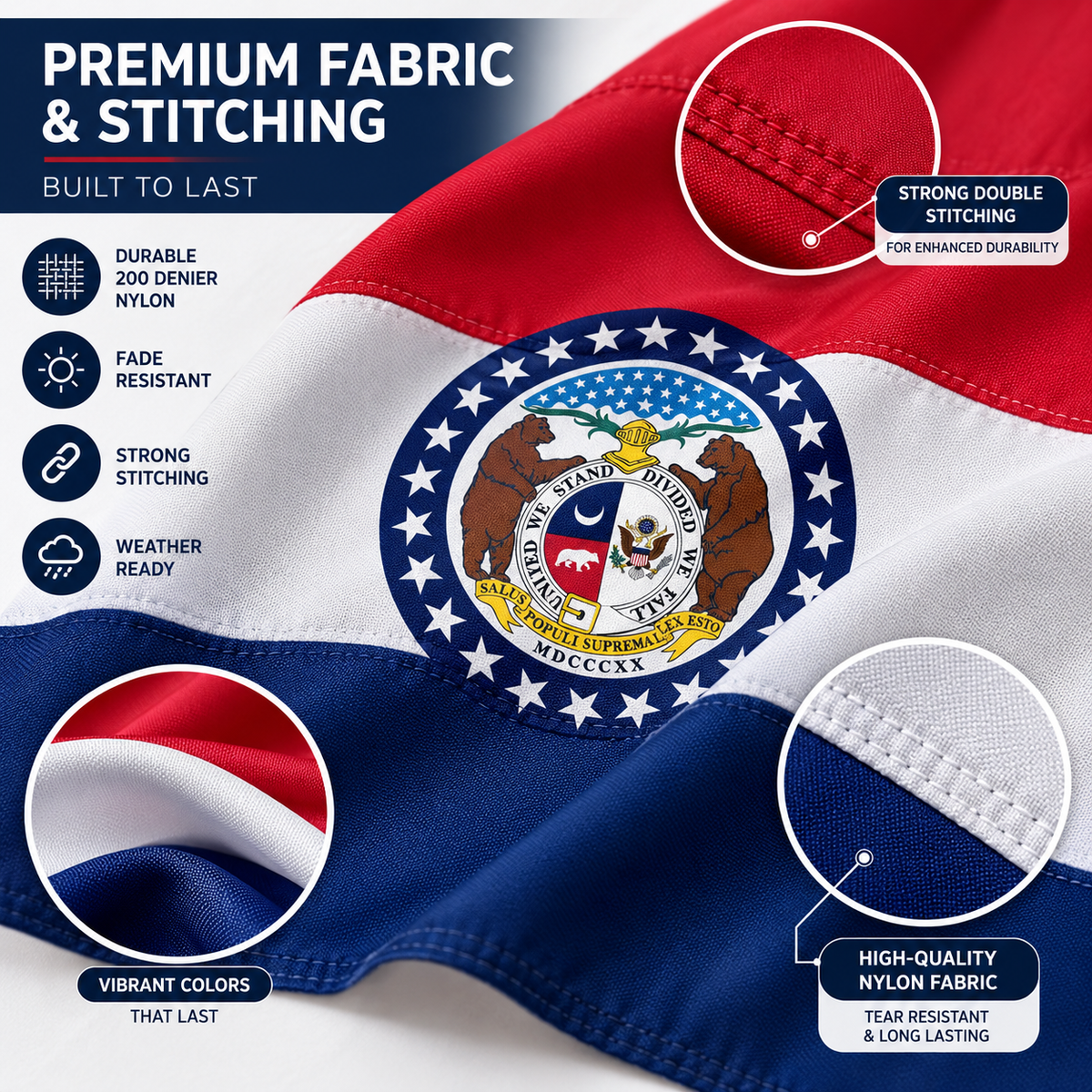 Nylon Missouri State Flag-3'x5' to 6x10'