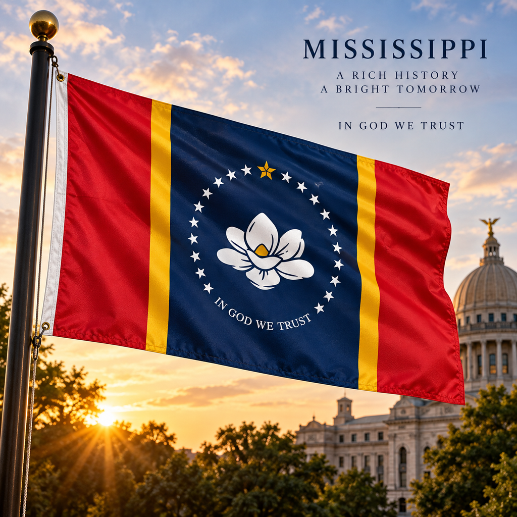 Nylon Mississippi State Flag-3'x5' to 6x10'