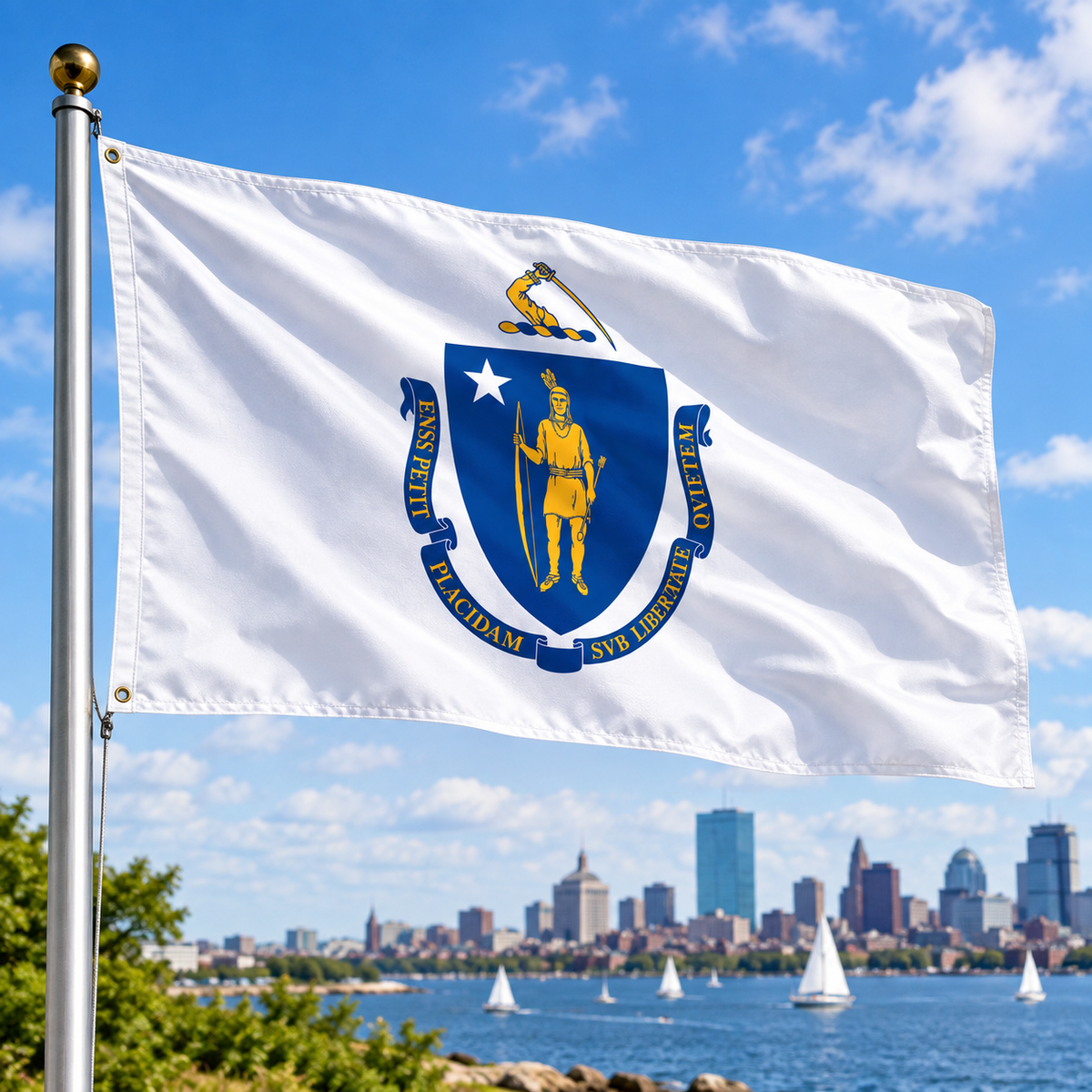Nylon Massachusetts State Flag-3'x5' to 6x10'