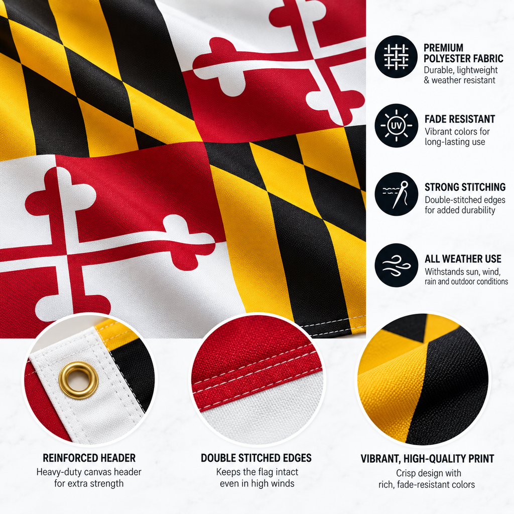 Nylon Maryland State Flag-3'x5' to 6x10'