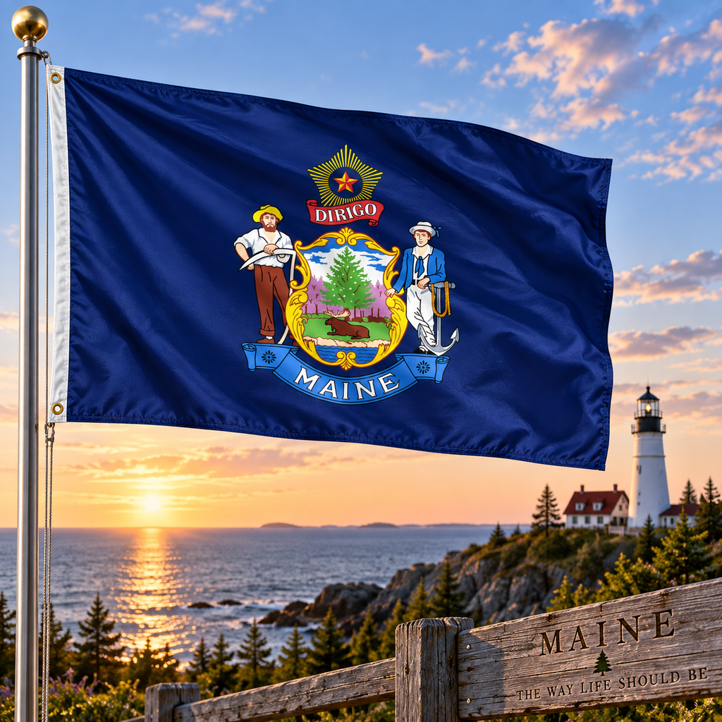 Nylon Maine State Flag-3'x5' to 6x10'
