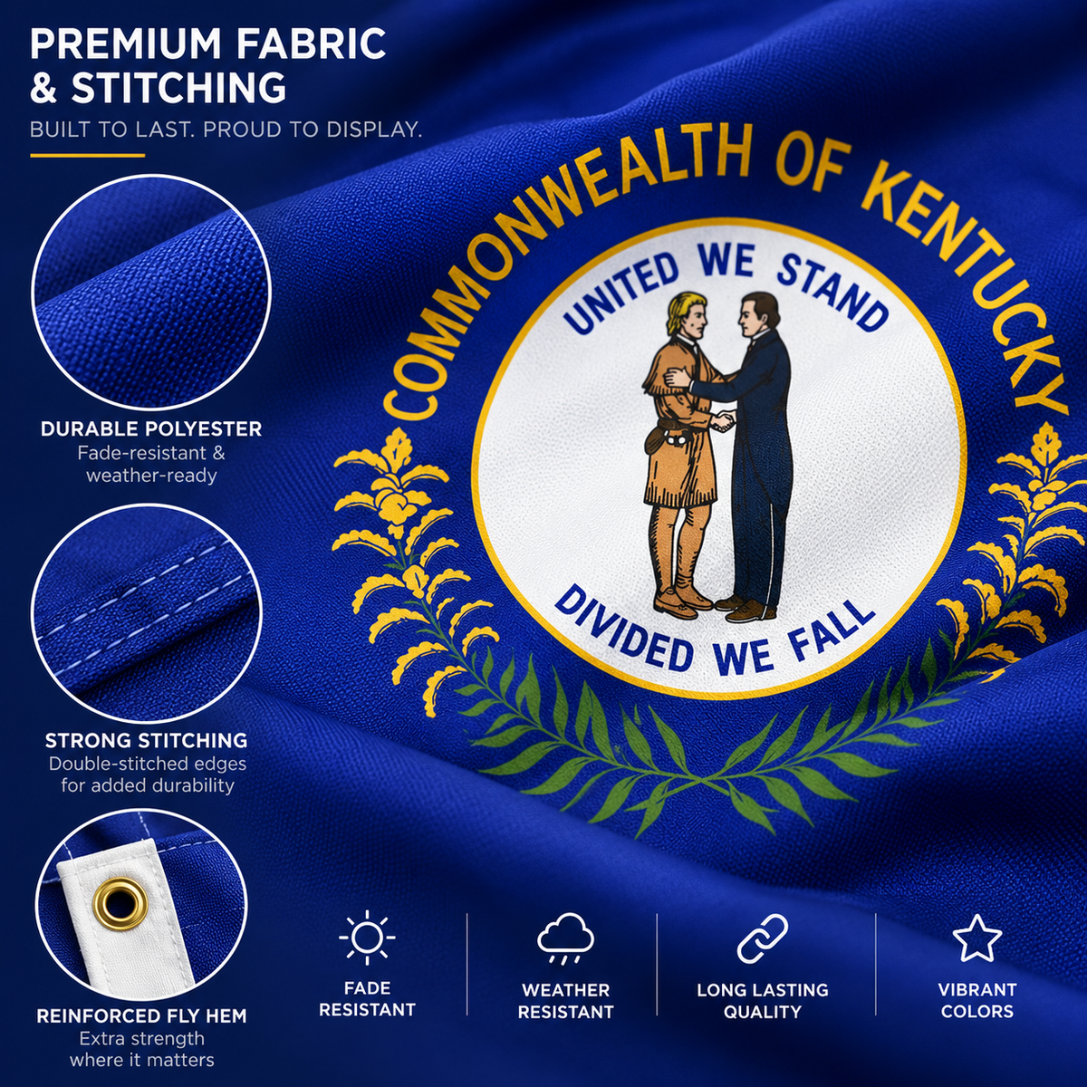 Nylon Kentucky State Flag-3'x5' to 6x10'