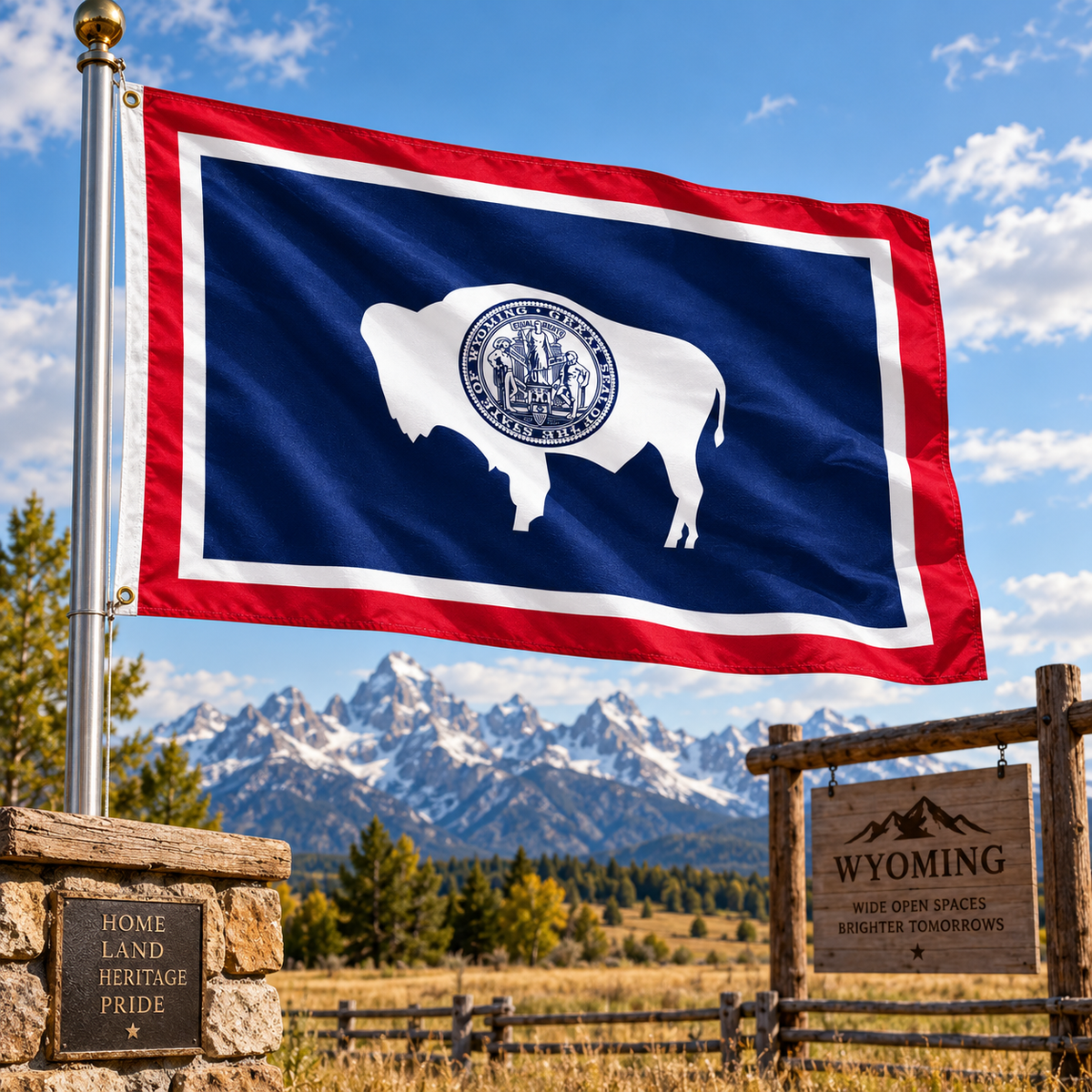 Nylon Wyoming State Flag-3'x5' to 6x10'