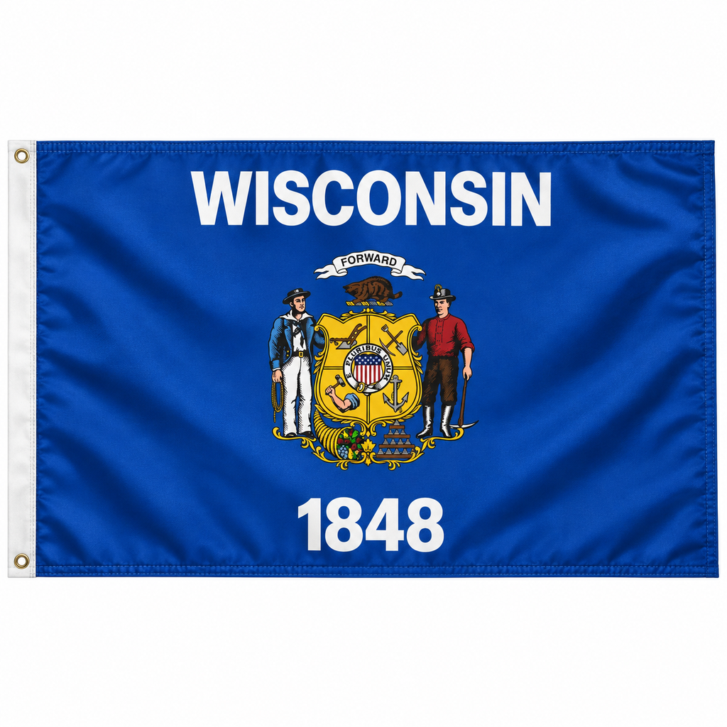 Nylon Wisconsin State Flag-3'x5' to 6x10'