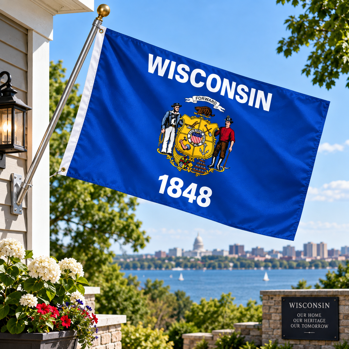 Nylon Wisconsin State Flag-3'x5' to 6x10'