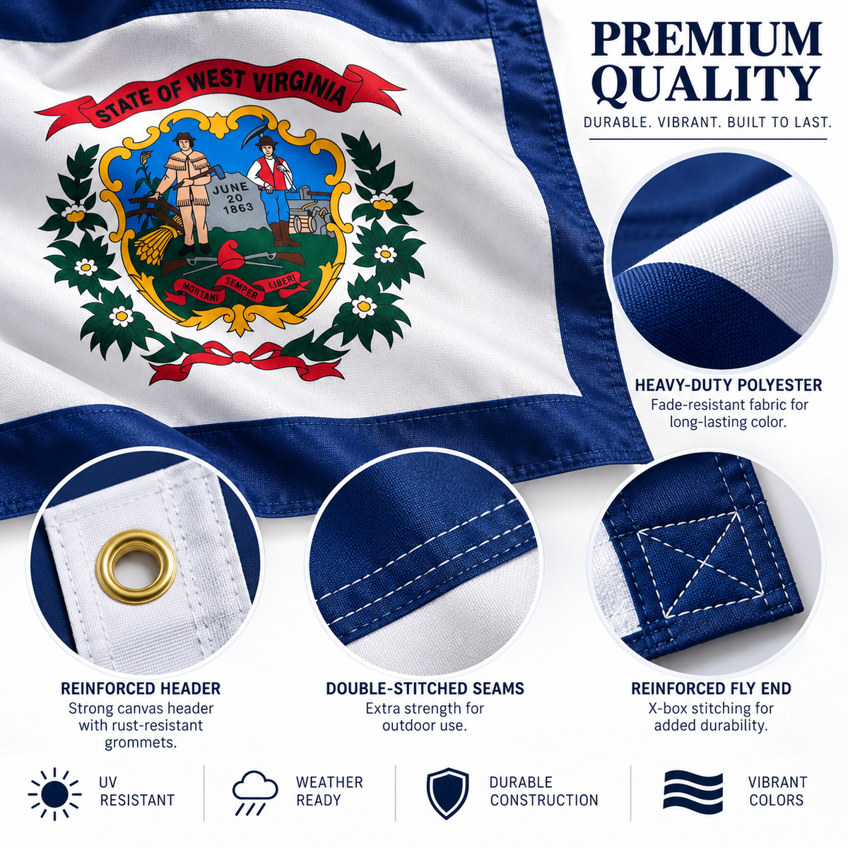 Nylon West Virginia State Flag