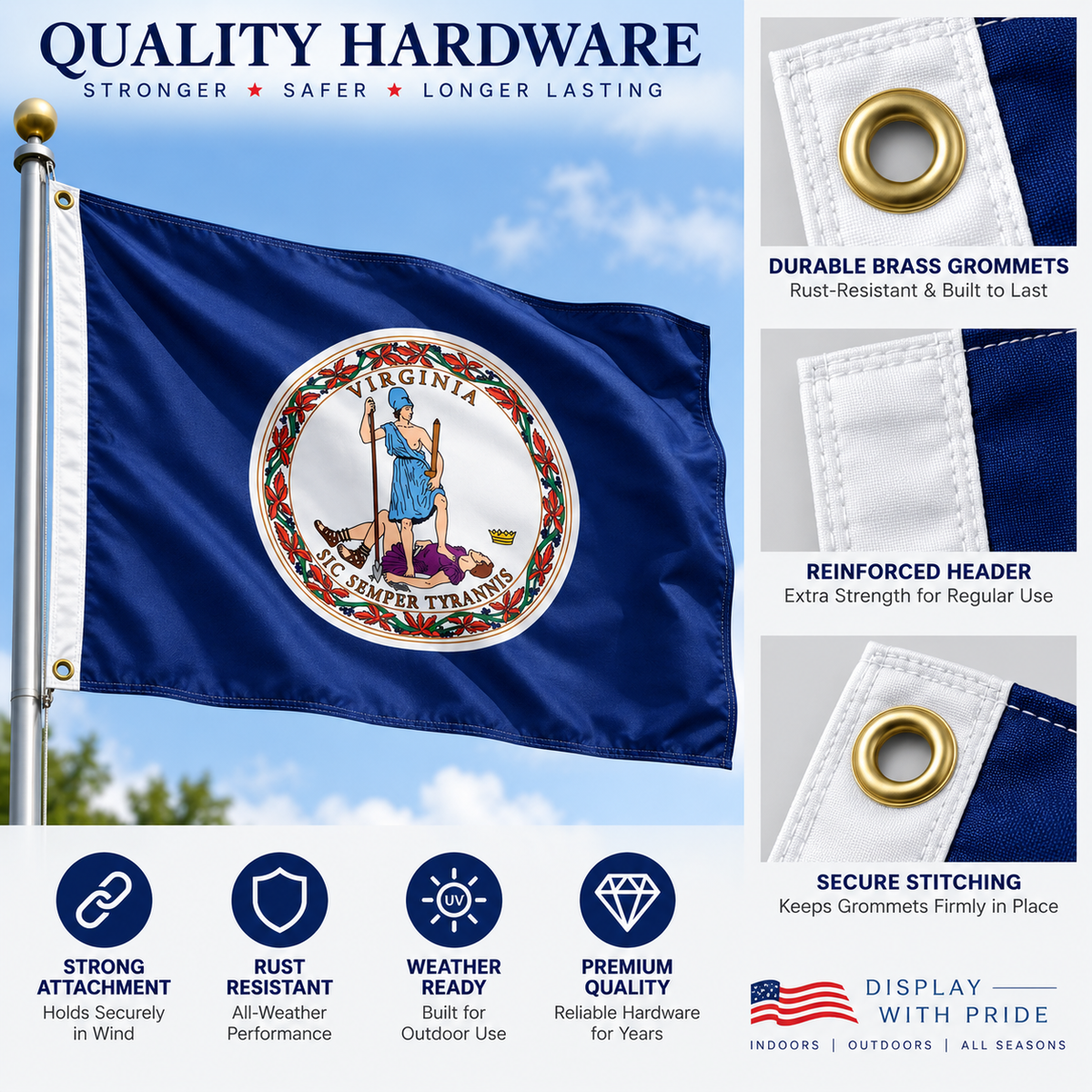 Nylon Virginia State Flag-3'x5' to 6x10'