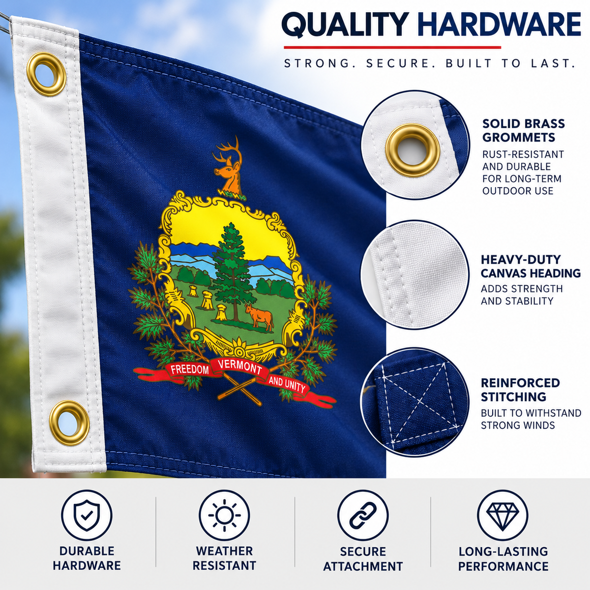 Nylon Vermont State Flag-3'x5' to 6x10'