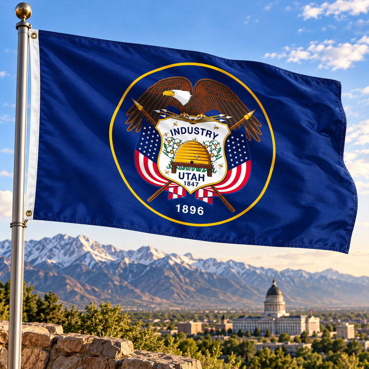 Nylon Utah State Flag-3'x5' to 6x10'