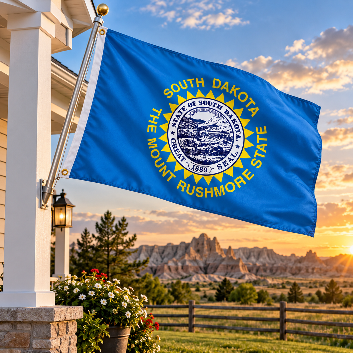 Nylon South Dakota State Flag-3'x5' to 6x10'