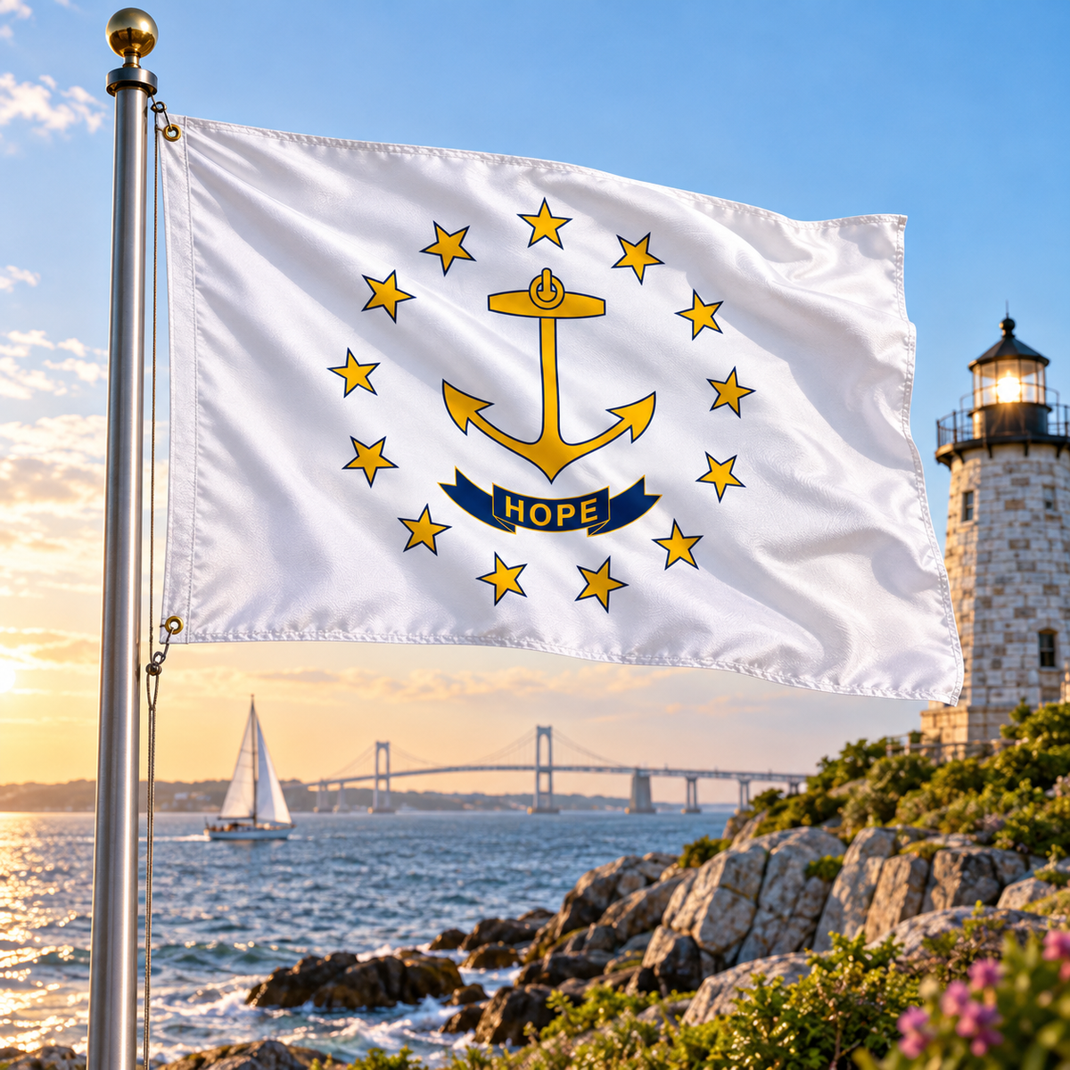 Nylon Rhode Island State Flag-3'x5' to 6x10'