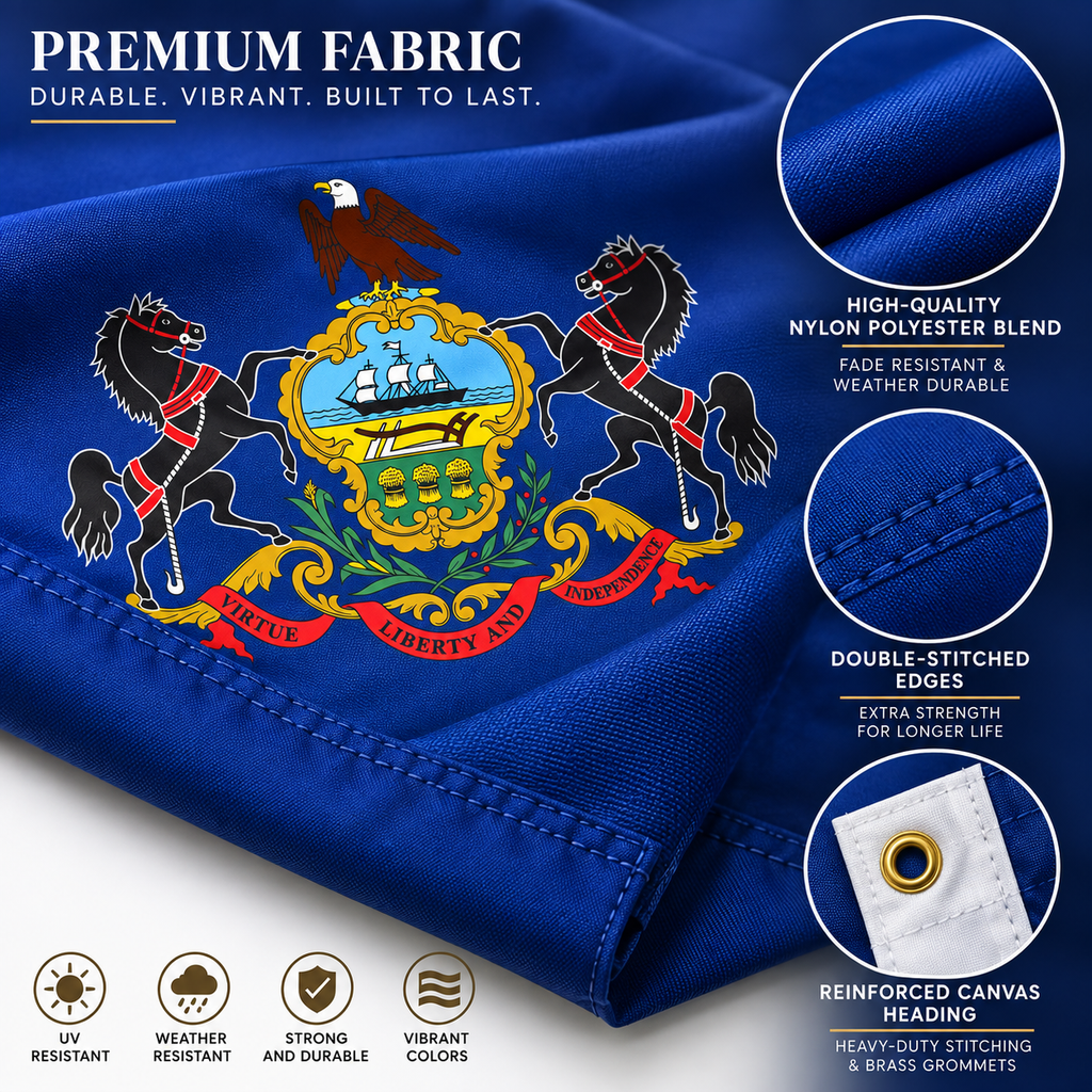 Nylon Pennsylvania State Flag-3'x5' to 6x10'