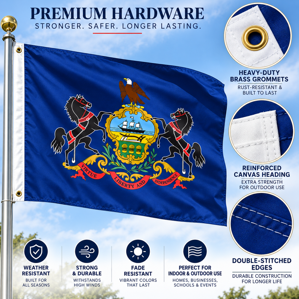 Nylon Pennsylvania State Flag-3'x5' to 6x10'