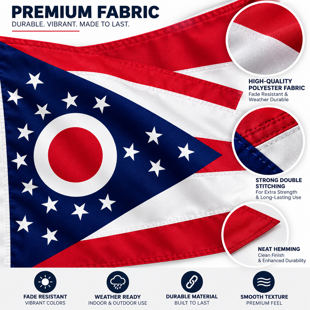 Nylon Ohio State Flag-3'x5' to 6x10'