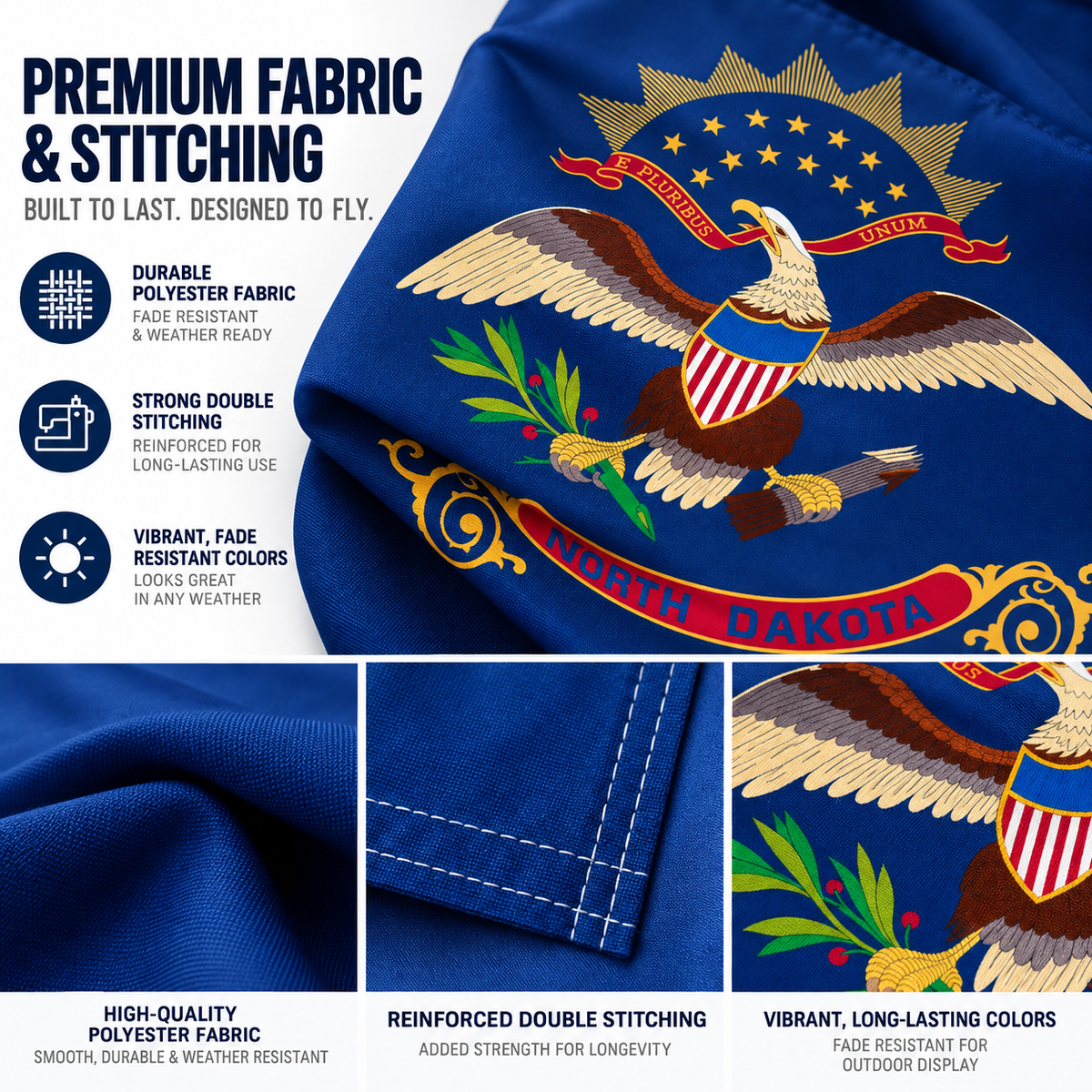 Nylon North Dakota State Flag-3'x5' to 6x10'