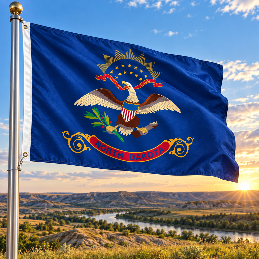 Nylon North Dakota State Flag-3'x5' to 6x10'