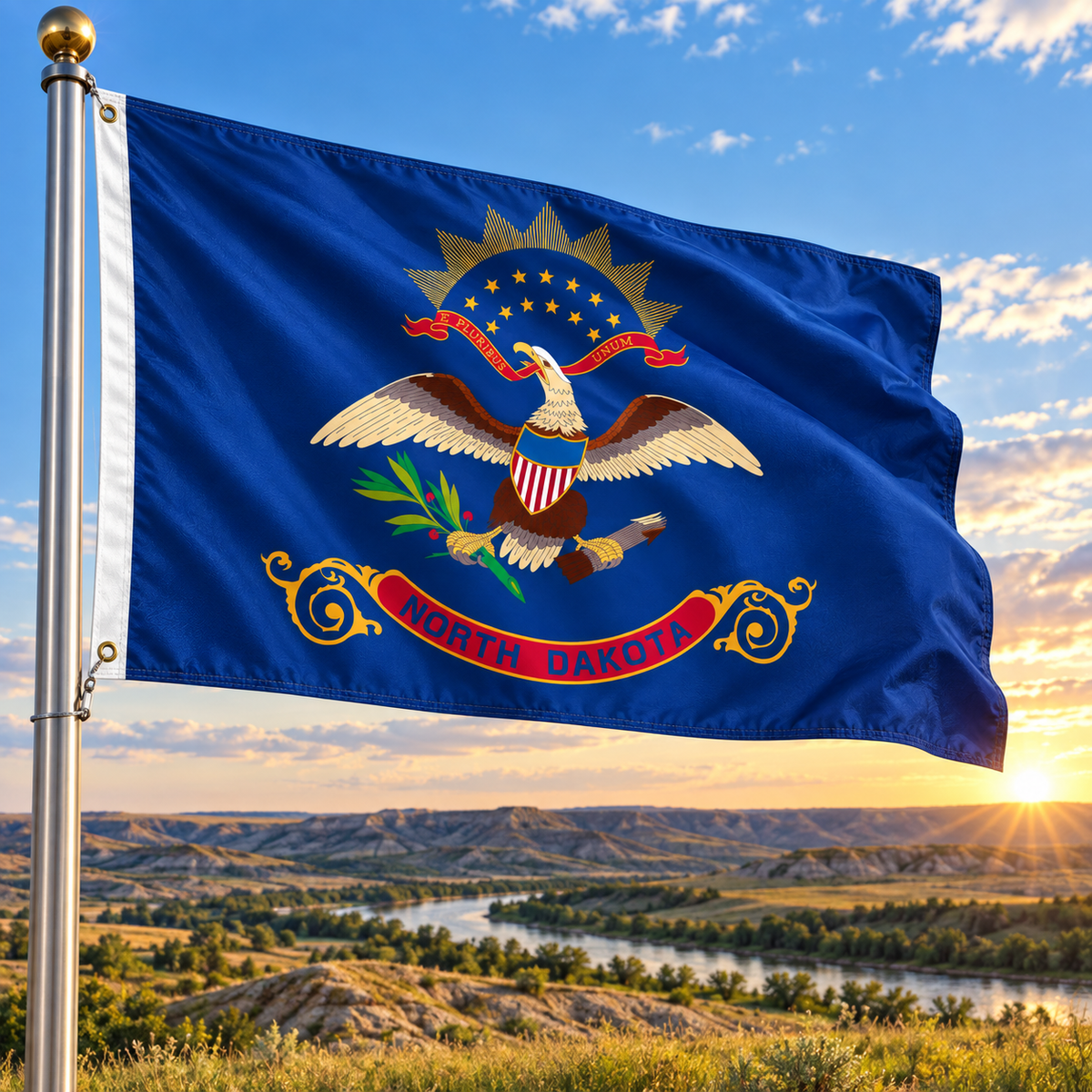 Nylon North Dakota State Flag-3'x5' to 6x10'