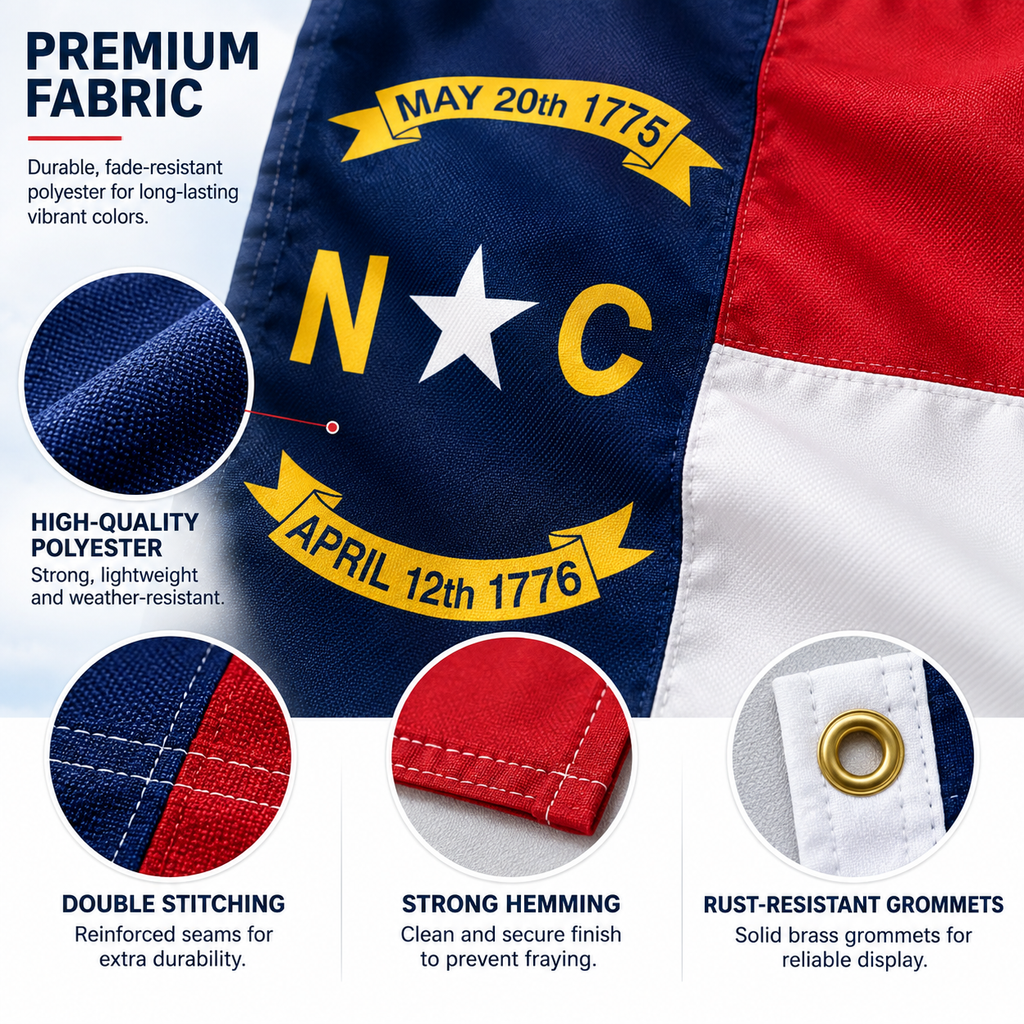 Nylon North Carolina State Flag-3'x5' to 6x10'