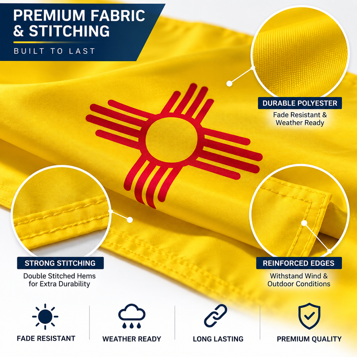 Nylon New Mexico State Flag-3'x5' to 6x10'