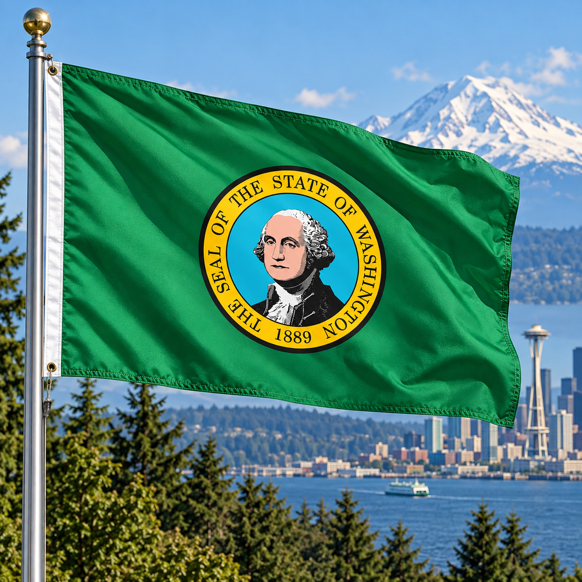 Nylon Washington State Flag-3'x5' to 6x10'