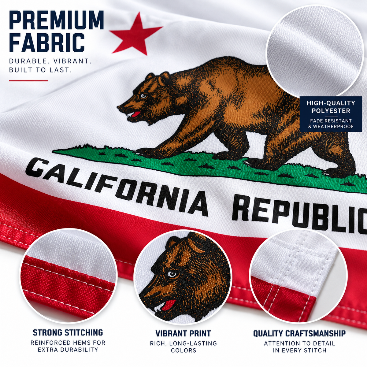 Nylon California State Flag-3'x5' to 6x10'