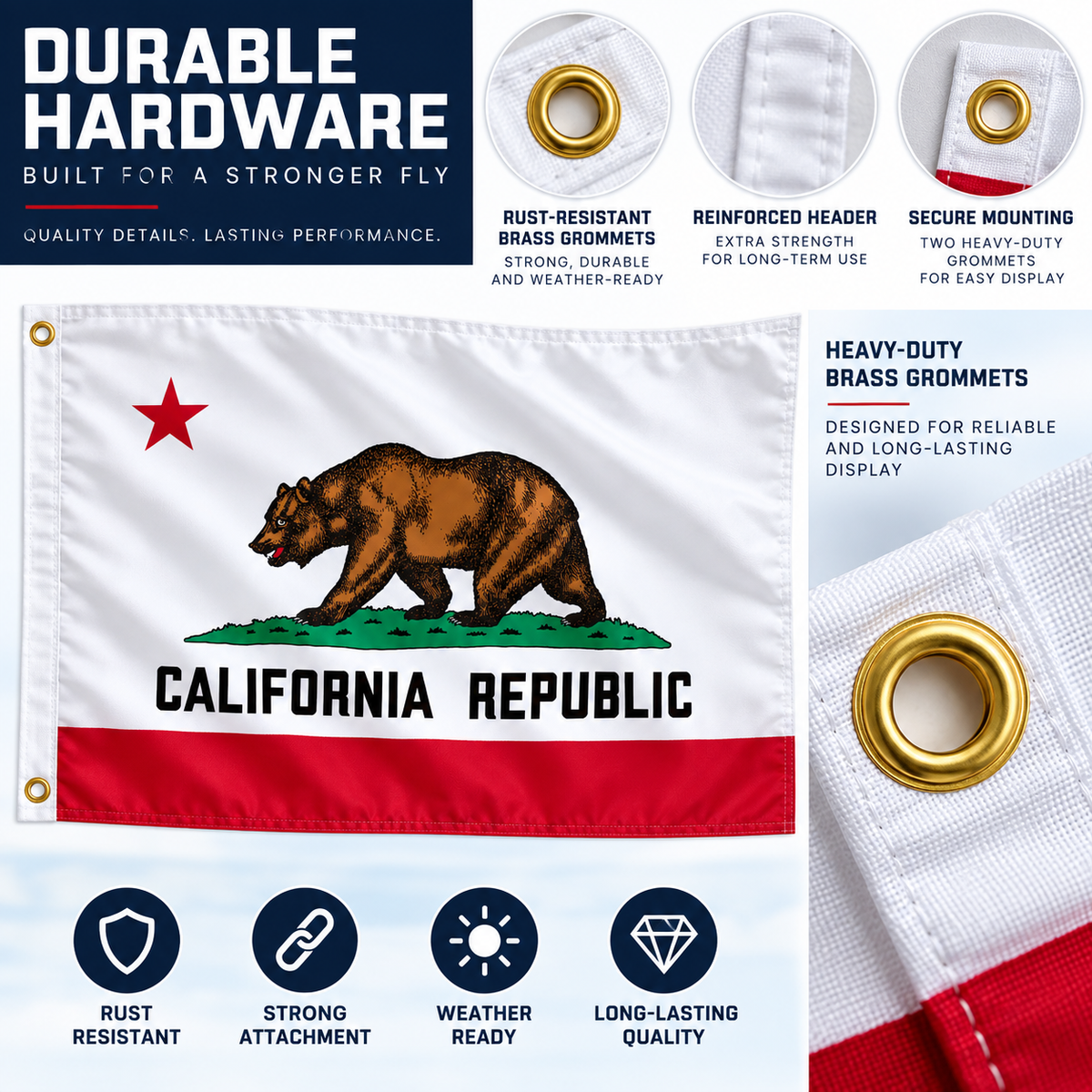 Nylon California State Flag-3'x5' to 6x10'