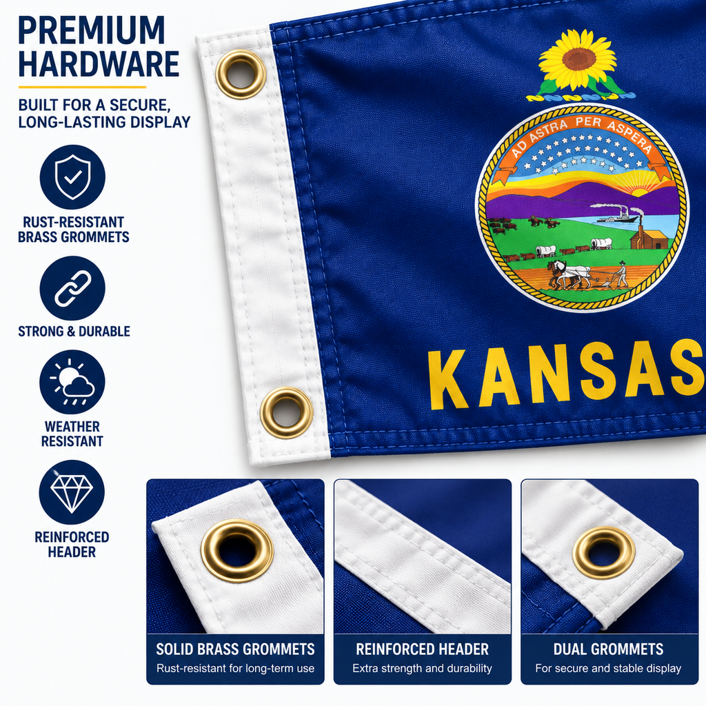 Nylon Kansas State Flag-3'x5' to 6x10'