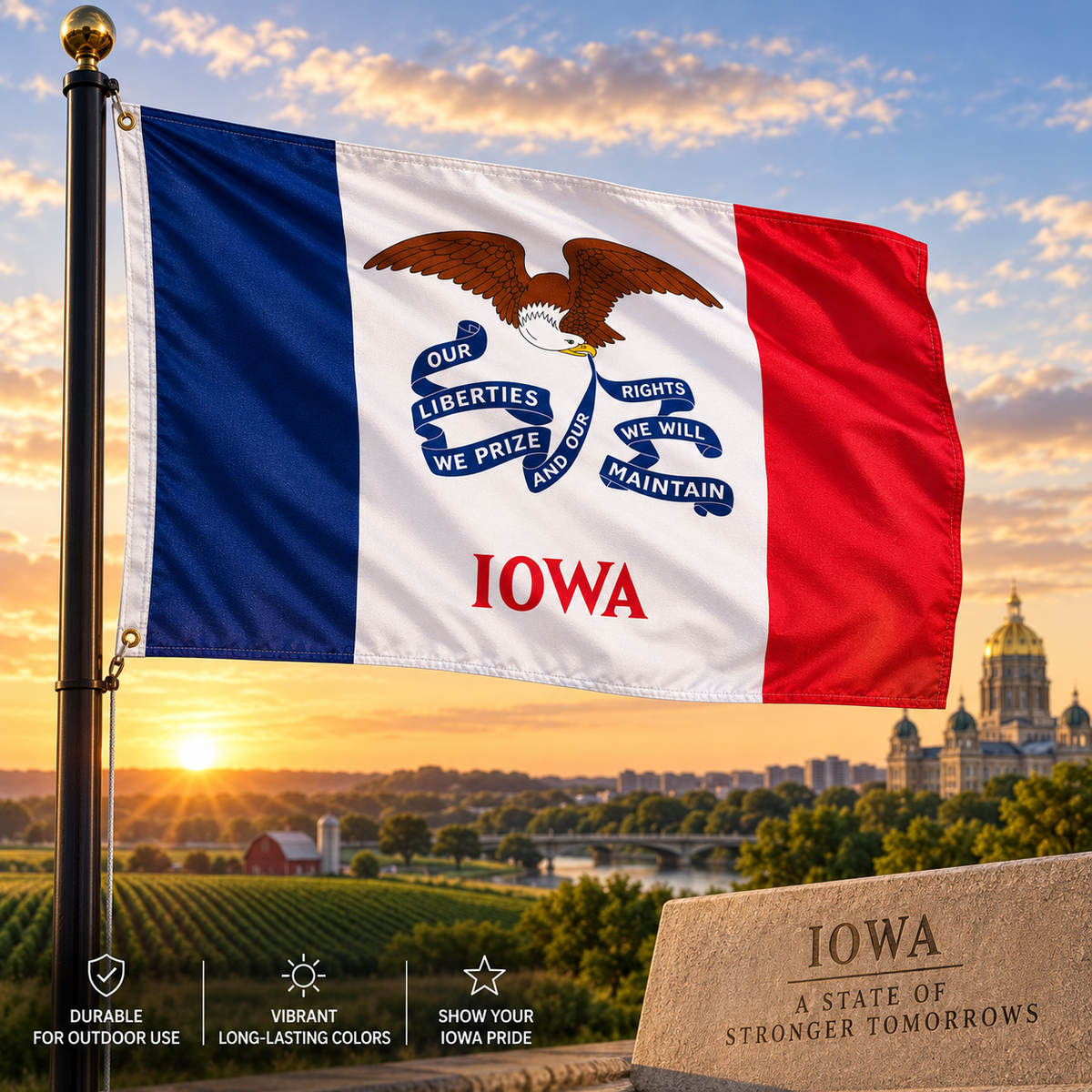 Nylon Iowa State Flag-3'x5' to 6x10'