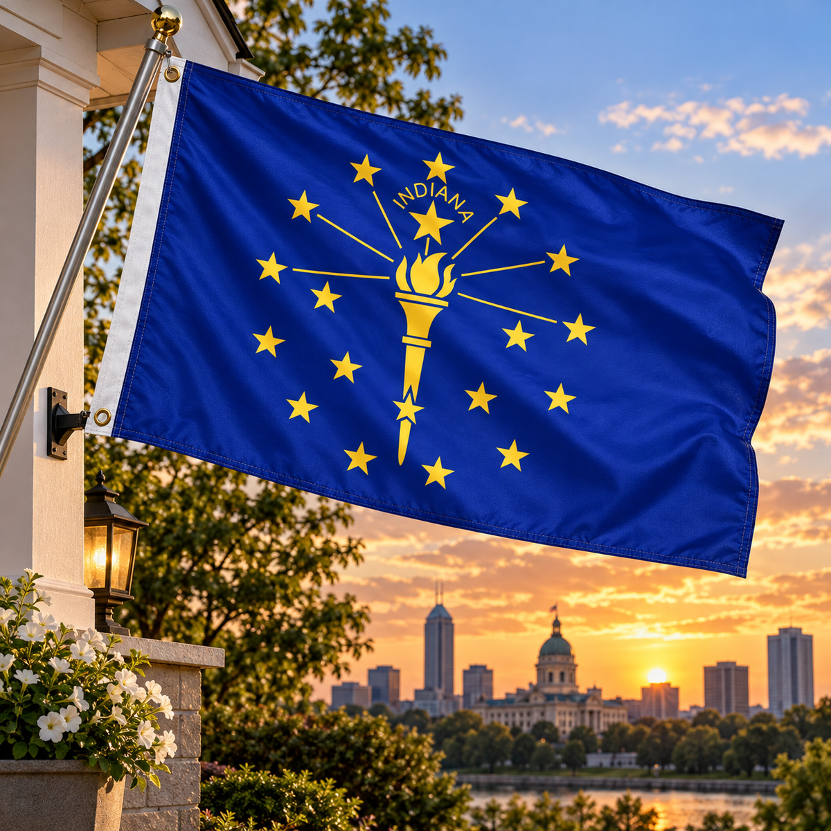 Nylon Indiana State Flag-3'x5' to 6x10'