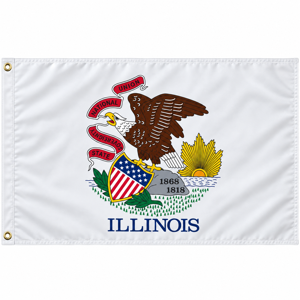 Nylon Illinois State Flag-3'x5' to 6x10'