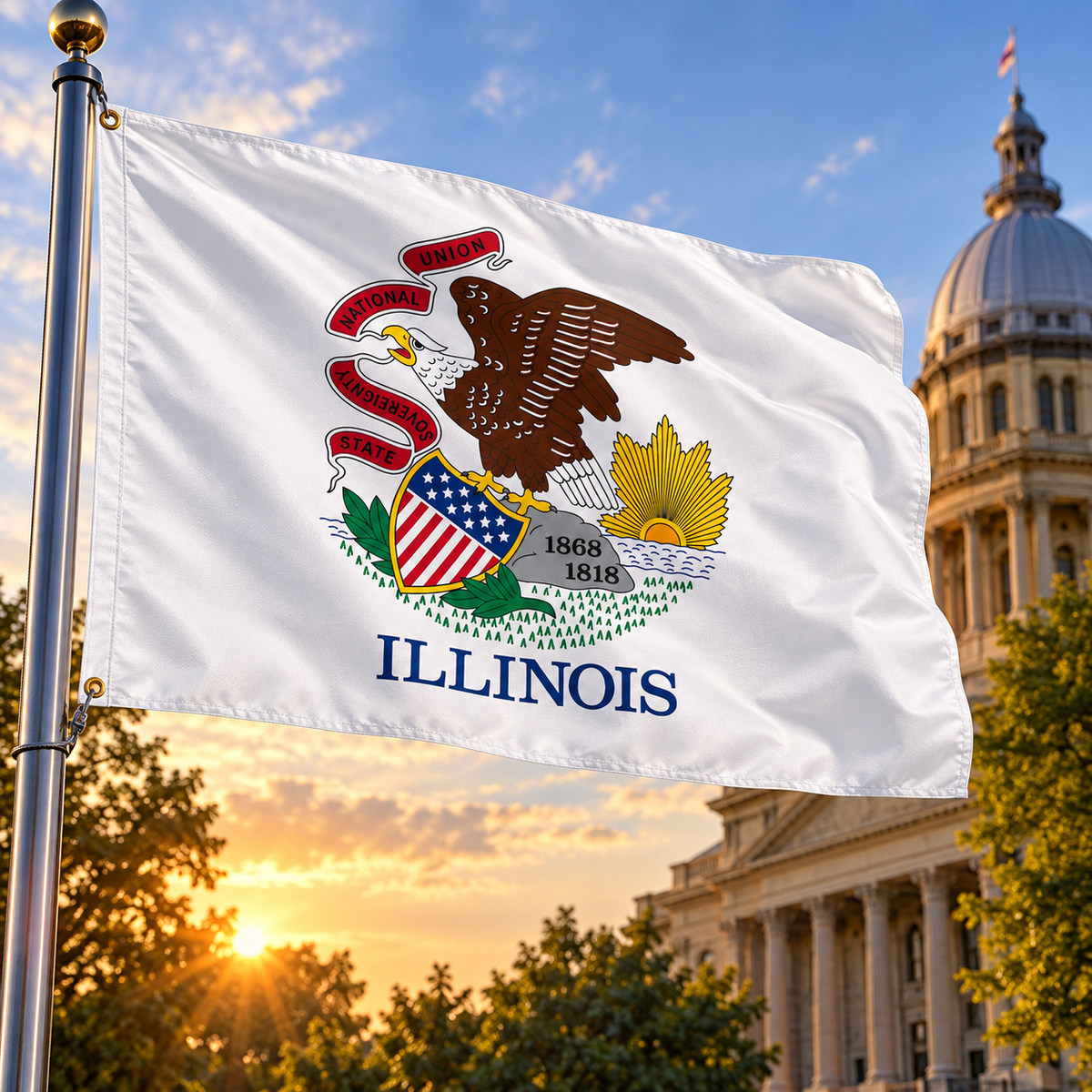 Nylon Illinois State Flag-3'x5' to 6x10'