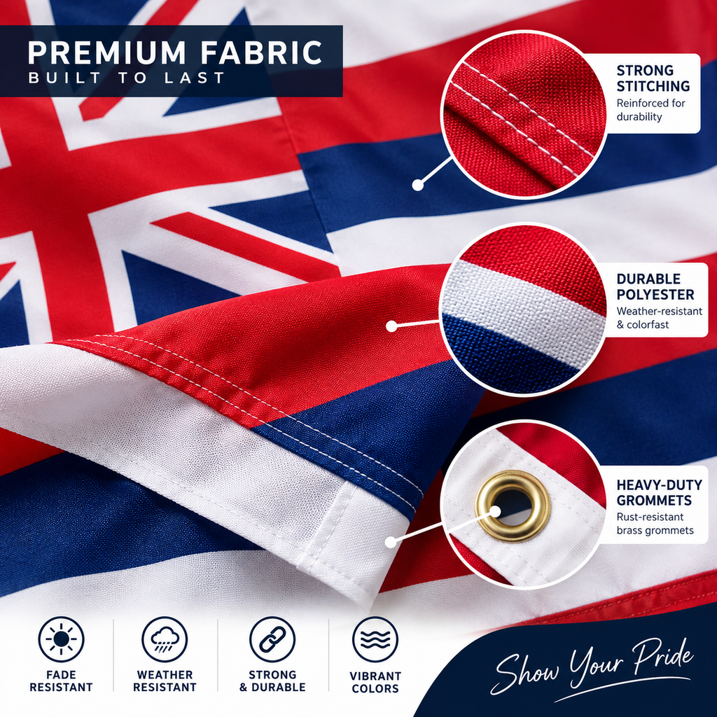 Nylon Hawaii State Flag-3'x5' to 6x10'
