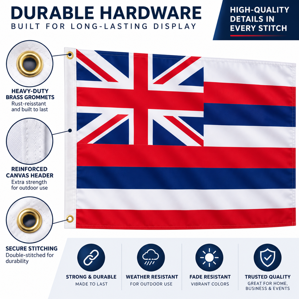 Nylon Hawaii State Flag-3'x5' to 6x10'