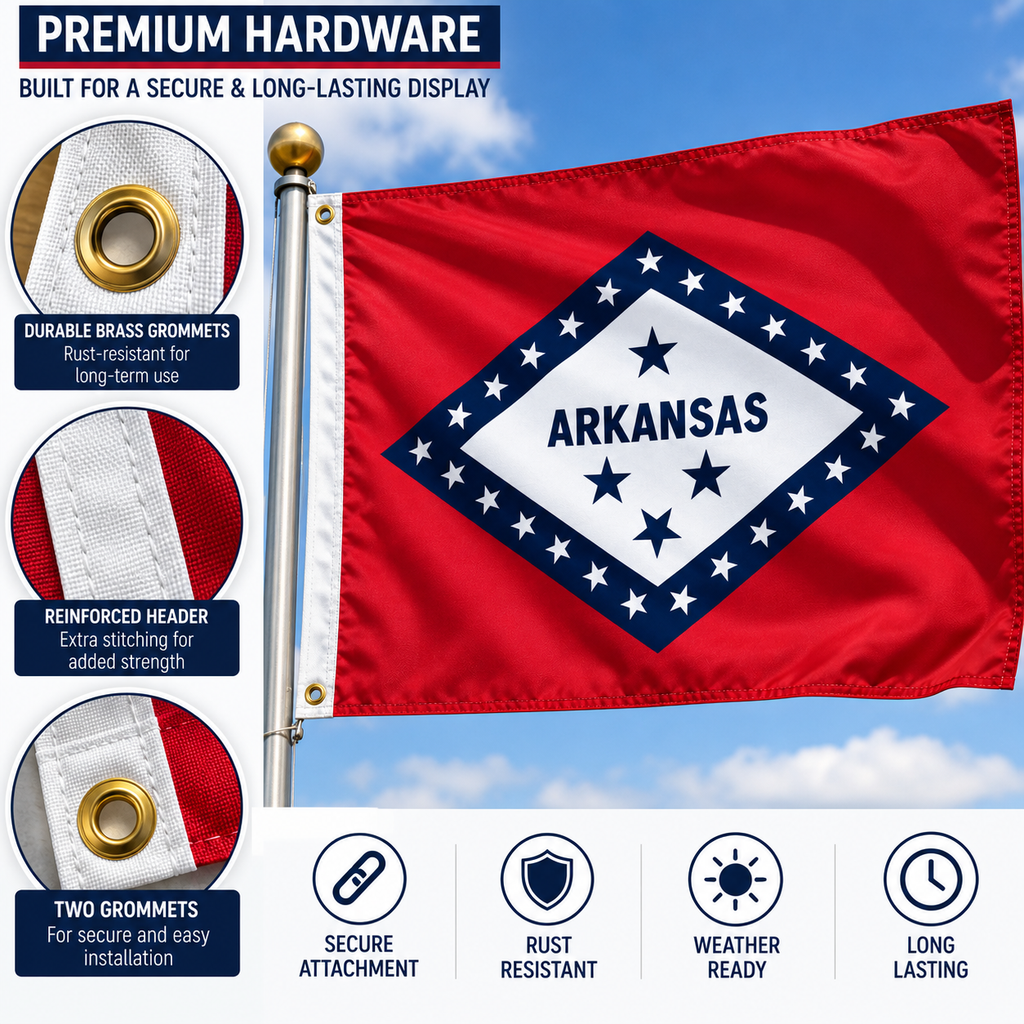 Nylon Arkansas State Flag-3'x5' to 6x10'