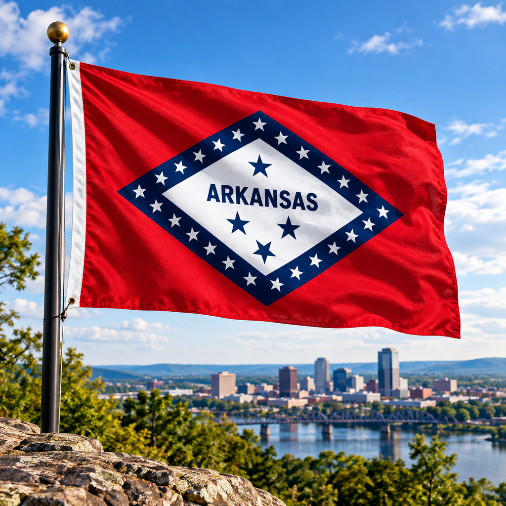 Nylon Arkansas State Flag-3'x5' to 6x10'